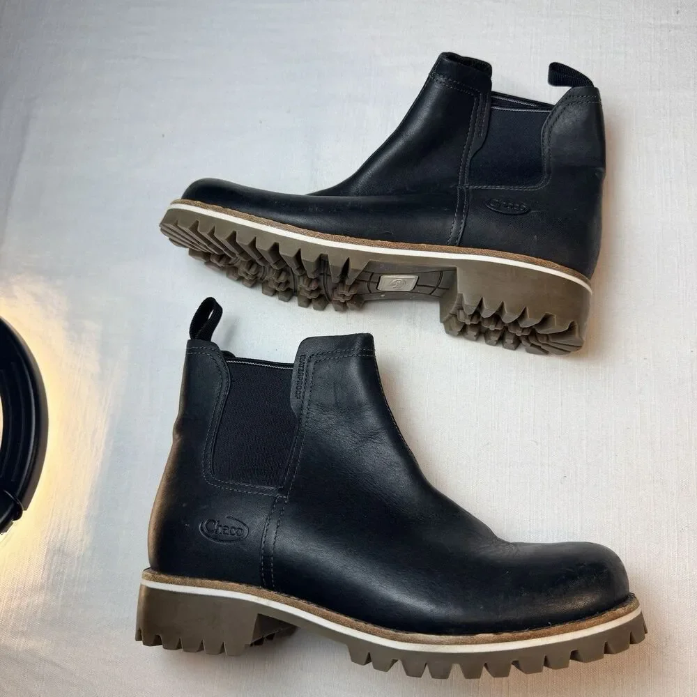 Chaco Black Leather Women's Fields Chelsea Waterproof Boot Size 6.5 Waterproof